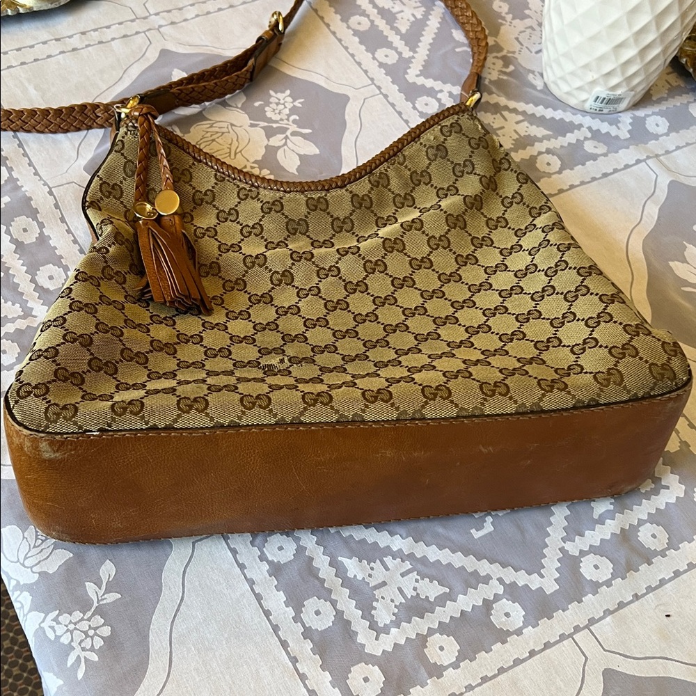 Gucci Beige Brown Monogram Hobo Bag - Picture 15 of 16
